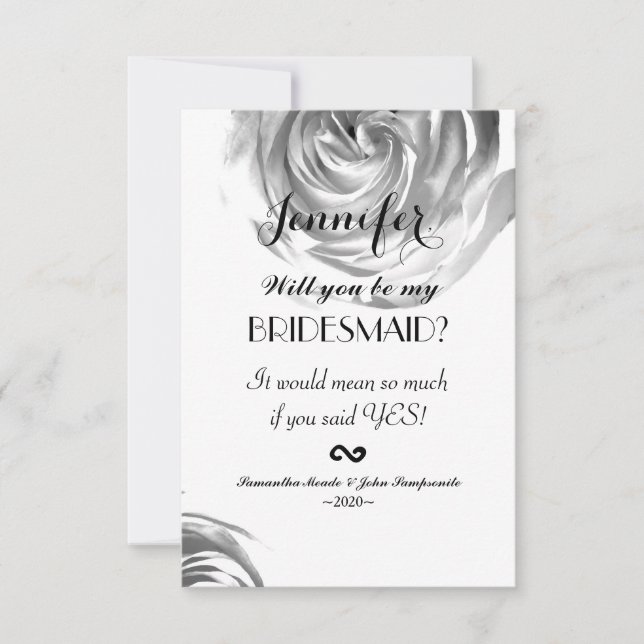Invitation Élégante jolie rose noire et blanche (Devant)