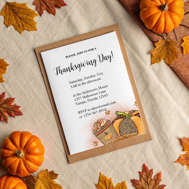 Invitation Elégante journée d'action de grâces (Elegant Thanksgiving Day Invitation)