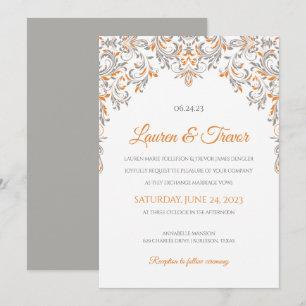 Invitation élégante Kate (orange et gris)