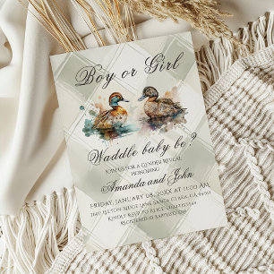 Invitation Élégante Lame Plaid It Be Duck Gender Reveal