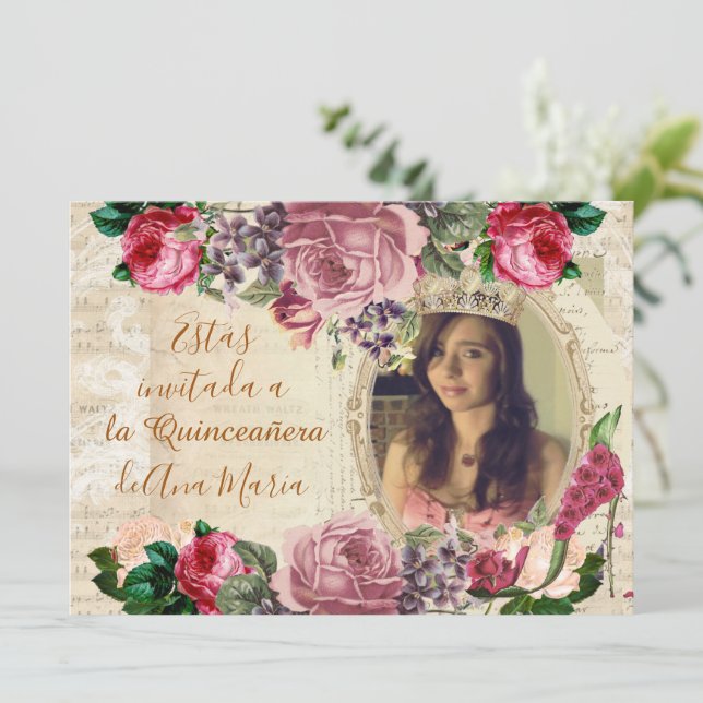 Invitation Elegante lamentable de la Quinceanera (Debout devant)