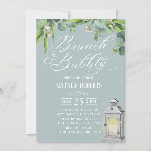 Invitation Élégante lanterne blanche et brunch nuptial du feu (Devant)