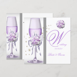 Invitation Élégante Lavande de Mariage Purple Lilac Champagne