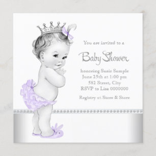 Invitation Élégante Lavande et Baby shower argenté