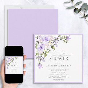 Invitation Élégante Lavande Lilac Couples Floral Douche
