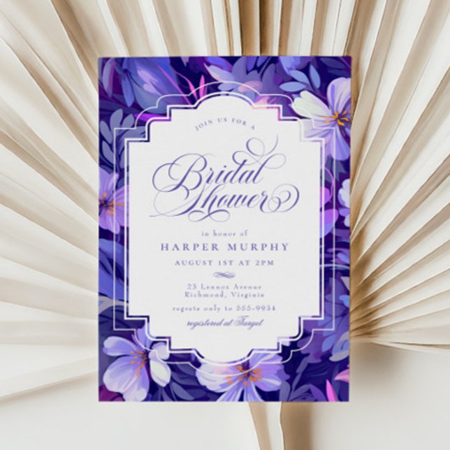 Invitation Élégante Lavande Purple Fête des mariées Florale (Créateur téléchargé)