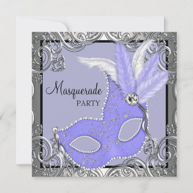 Invitation Élégante Lavande Purple Masque Party (Devant)