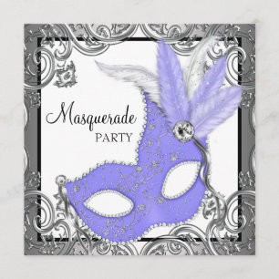 Invitation Élégante Lavande Purple Masque Party