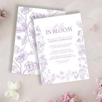 Invitation Élégante Lavande Victorienne Floral Baby En Fleur