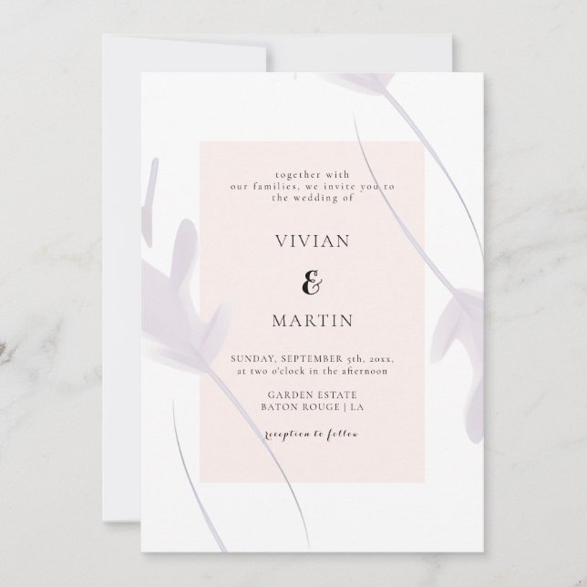 Invitation Élégante Lavande violette et Mariage couleur de la (Devant)