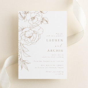 Invitation Élégante ligne moderne d'art floral de mariage