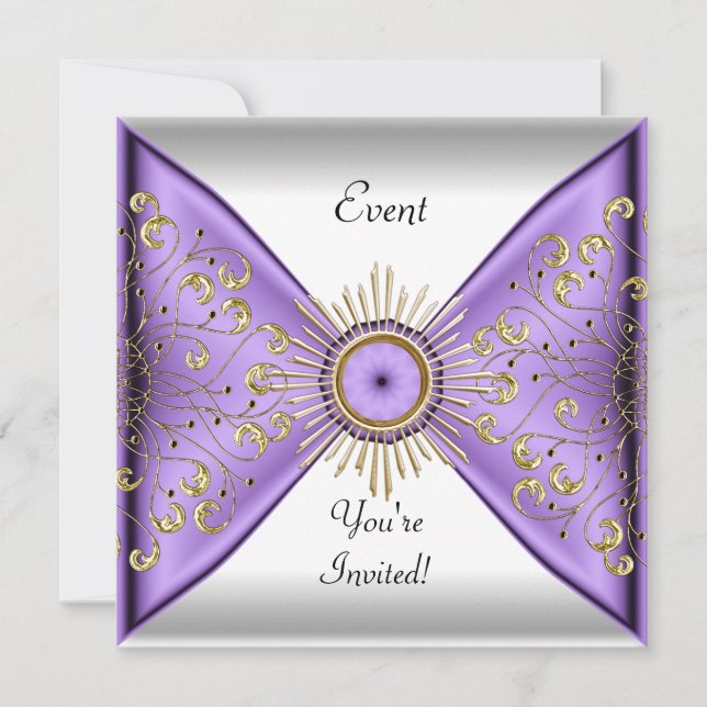 Invitation Élégante Lilac Purple Gold White Event Party (Devant)
