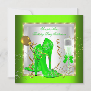Invitation Elégante Lime Green Gold Parties scintillant fête