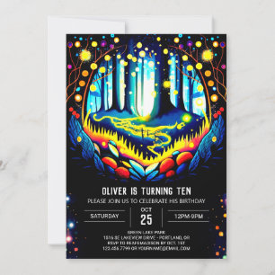 Invitation Élégante luciole des forêts forestières Anniversai