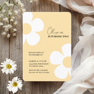 Invitation Elégante marguerite jaune Printemps Anniversaire