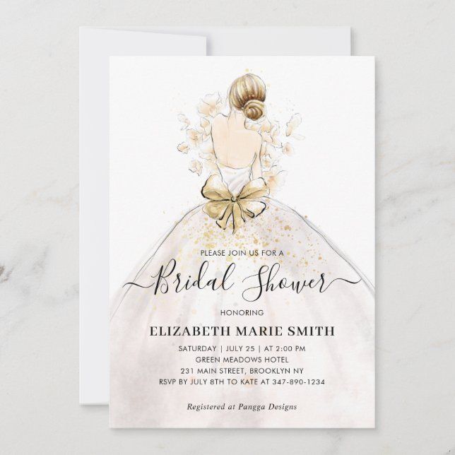 Invitation Élégante Mariage de mariée robe Fête des mariées (Devant)
