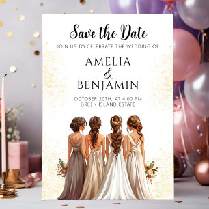 Invitation Elégante Mariage d'épouses Enregistrer la date