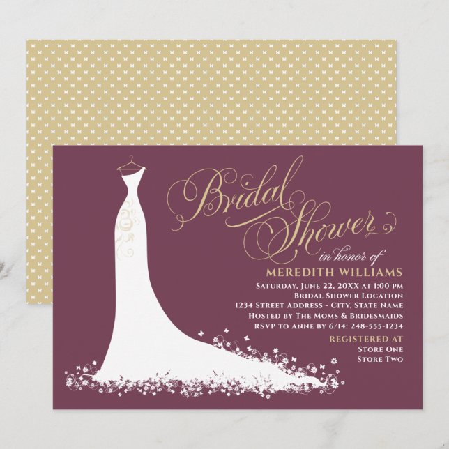 Invitation Elégante Mariage d'or de Bourgogne Fête des mariée (Devant / Derrière)