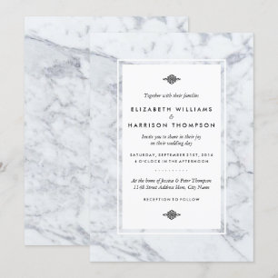 Invitation Elégante Mariage en marbre Vintage