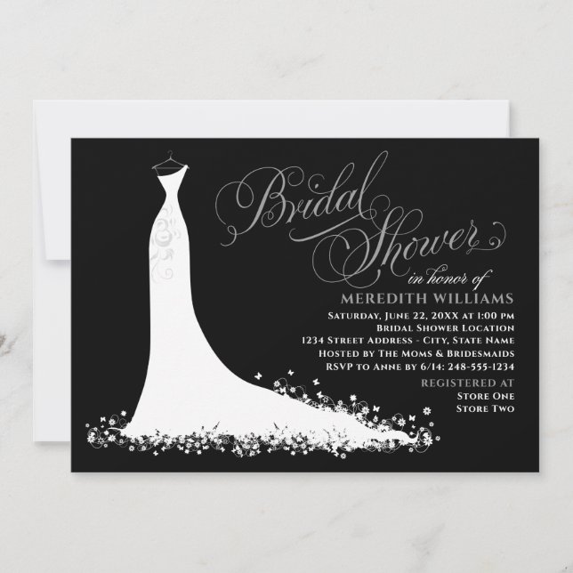 Invitation Elégante Mariage gris noir Fête des mariées (Devant)
