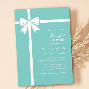 Invitation Elégante Mariée & Co Turquoise Bleue Fête des mari