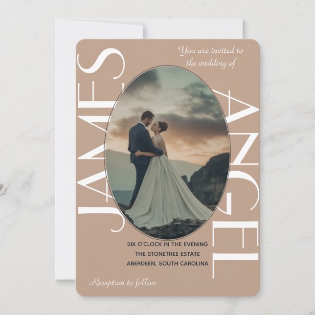 Invitation Élégante Mariée en forme ovale et mariée personnal (Devant)