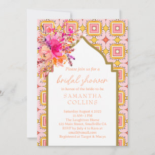 Invitation Élégante mariée indienne rose jaune
