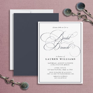 Invitation Élégante Marine Blue Calligraphy Formelle Bridal B