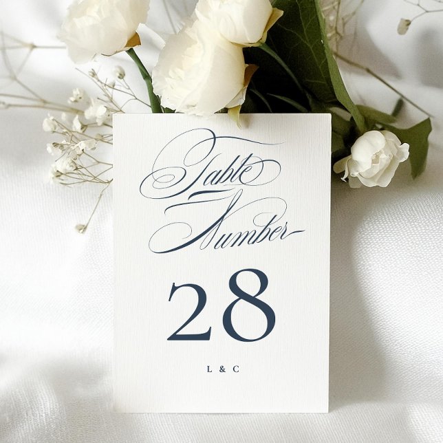 Invitation Elégante Marine sur Mariage blanc 5 x 7 Numéro de  (Créateur téléchargé)