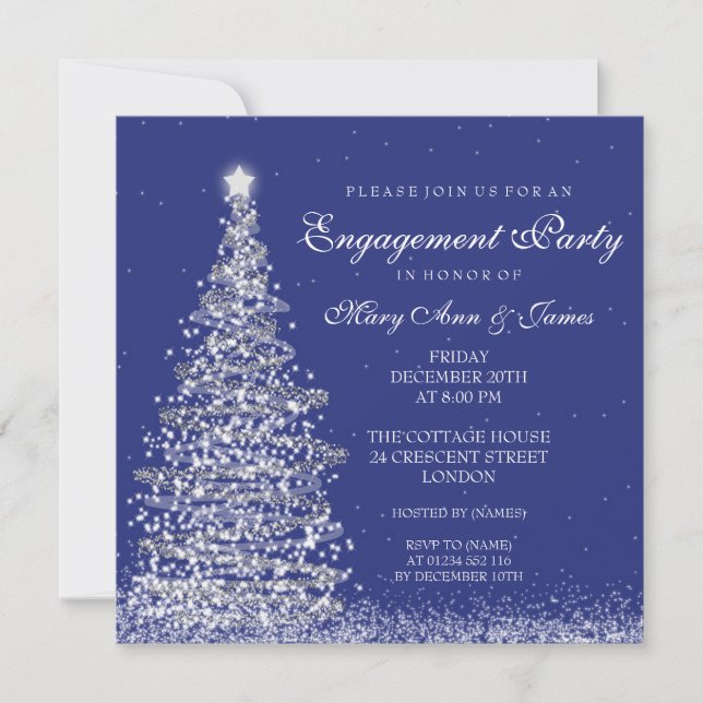 Invitation Élégante Marque d'Argent de Noël (Devant)
