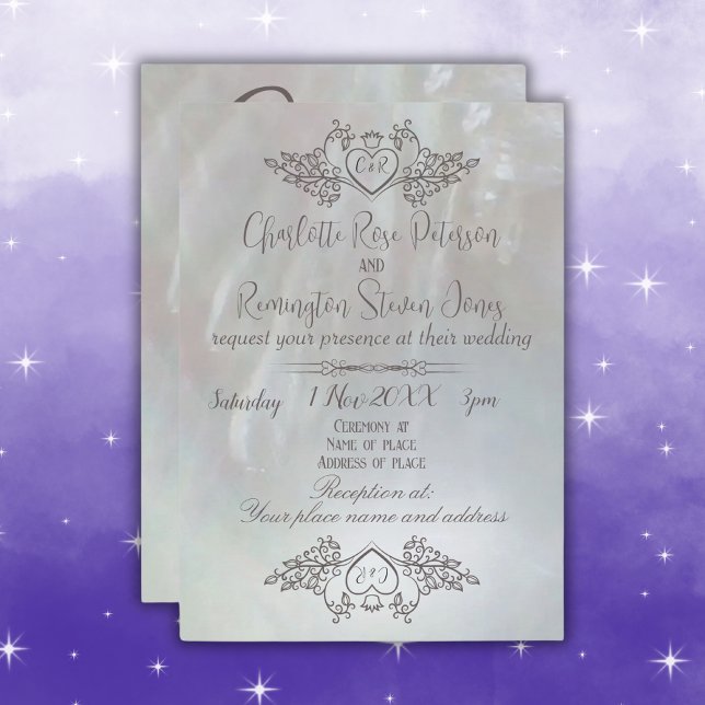 Invitation Élégante Mère de Pearl Lilac/Mariage gris (Créateur téléchargé)