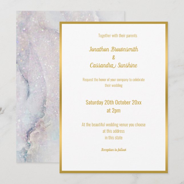 INVITATION ÉLÉGANTE MÈRE DU MARIAGE DE MARBRE DE PAIN (Devant / Derrière)