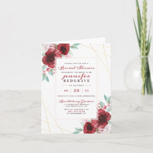 Invitation Elégante Merlot Glam Rose Fête des mariées florale