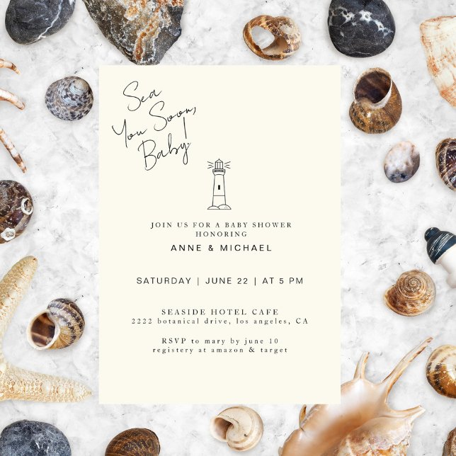 Invitation Elegante Moda Océano Baby shower Mar Pronto Bebé (Créateur téléchargé)