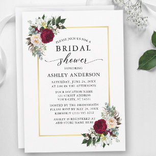 Invitation Élégante Moderne Fleurs Aquarelles pour une Mariée