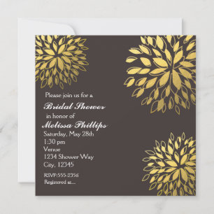 Invitation élégante moderne grise à motif floral a