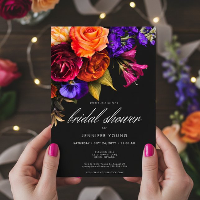 Invitation Élégante Moody Vibrant Harvest Fête des mariées (Elegant Moody Vibrant Harvest Bridal Shower Invitation)