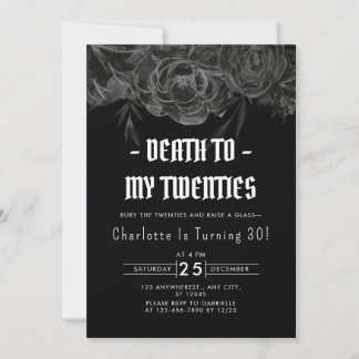 Invitation Elégante mort florale à mes 20 ans 30e anniversair