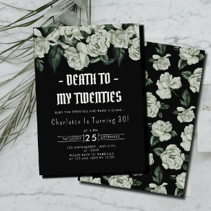 Invitation Elégante mort florale à mes 20 ans 30e anniversair