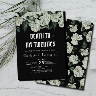 Invitation Elégante mort florale à mes 20 ans 30e anniversair