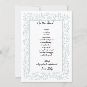 Invitation Élégante Navy Blue Floral sera ma femme de chambre