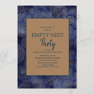 Invitation Élégante Navy Blue Gold Vide Nest Party