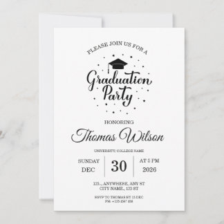 Invitation élégante noir et blanc pour une fête de