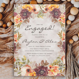 Invitation Élégante orange rouille automne floral fête de fia