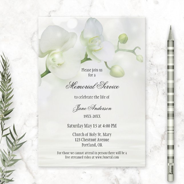 Invitation Elégante Orchid funeral Service Memorial Invitatio (Créateur téléchargé)