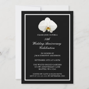 Invitation Élégante Orchidée Blanche 50e Anniversaire de Mari