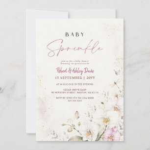 Invitation Élégante Orchidée Blanche Fête de Naissance de Béb