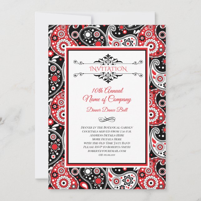 Invitation Élégante Paisley Country Western Style Party (Devant)