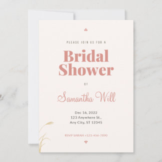 Invitation Élégante Pampas Grass Boho nuptiale de douche Invi