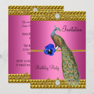 Invitation élégante Paon Or